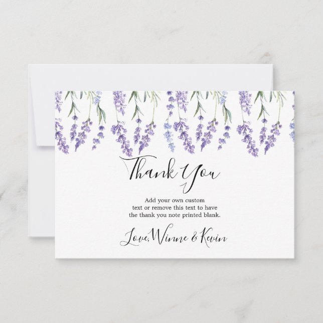 Country Lavender Thank You Cards (Front)