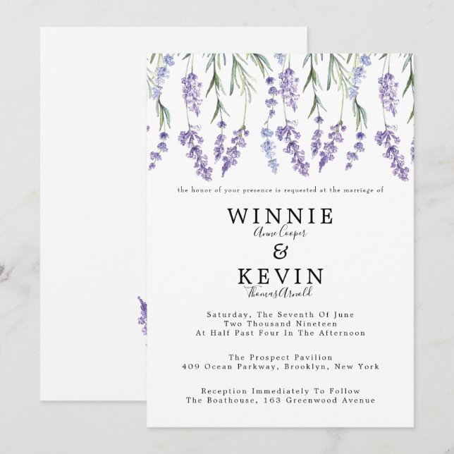 Country Lavender Wedding Invitation (Front/Back)
