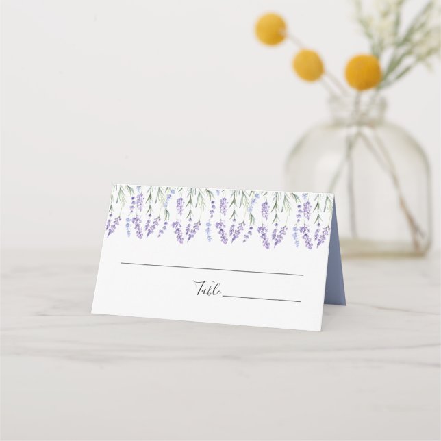 Country Lavender Wedding Place Card (Front)