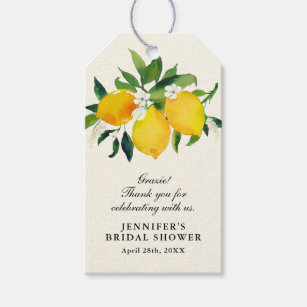 Country Lemon and Flowers Bridal Shower Gift Tags