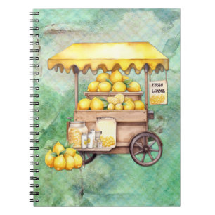 Country Lemon Cart Watercolor Notebook