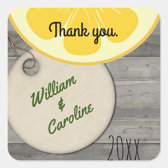 Country Lemonade Mason Jar Thank You Sticker (Front)