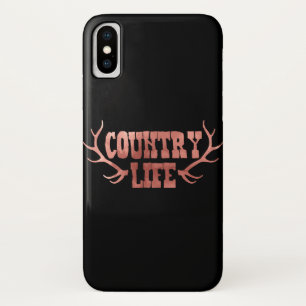 Country Life Antlers Peach Rose Gold Glam iPhone X Case
