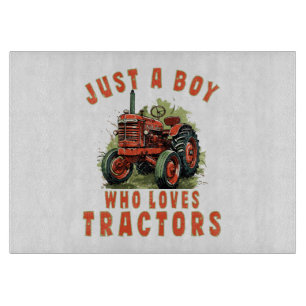 Country Life Boy who loves tractors Cutting Board