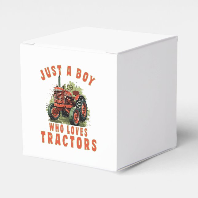 Country Life Boy who loves tractors Favour Box (Front Side)