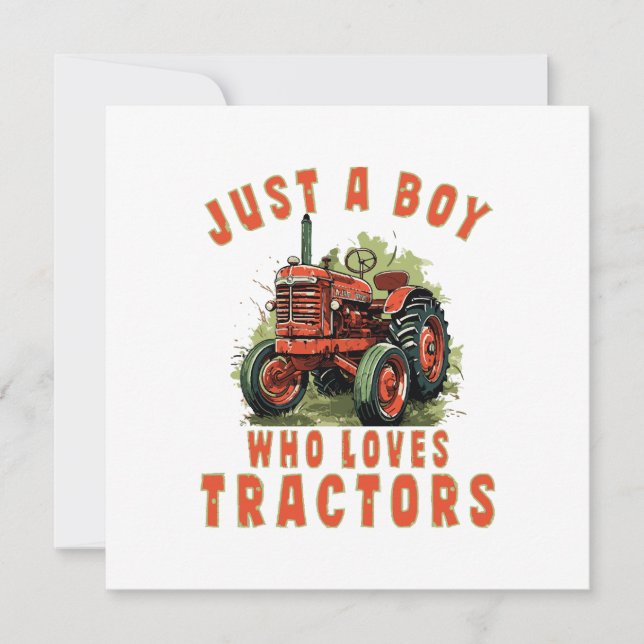 Country Life Boy who loves tractors Invitation (Front)