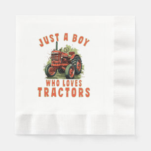Country Life Boy who loves tractors Napkin