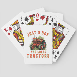 Country Life Boy who loves tractors Playing Cards