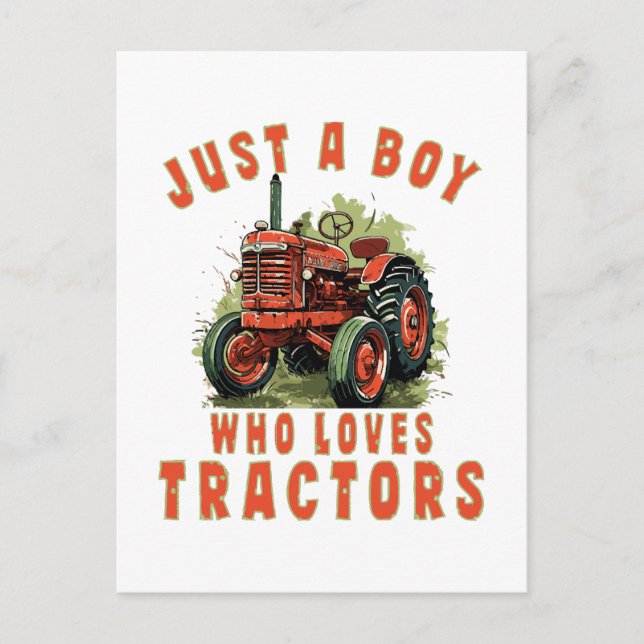 Country Life Boy who loves tractors Postcard (Front)