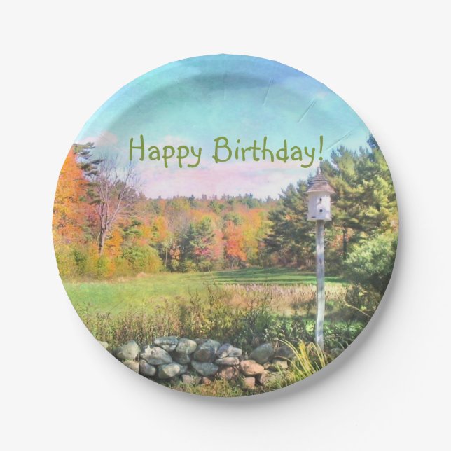 Country Life Happy Birthday Paper Plate (Front)