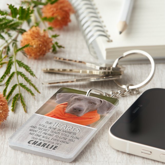Country Light Rustic Wood | Pet Photo Memorial Key Ring (Front Right)