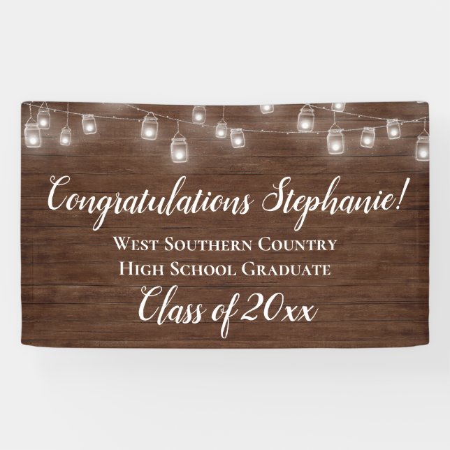 Country Lights Personalised Graduation Banner Sign (Horizontal)