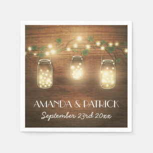 Country Lights Rustic Mason Jar Wedding Napkins