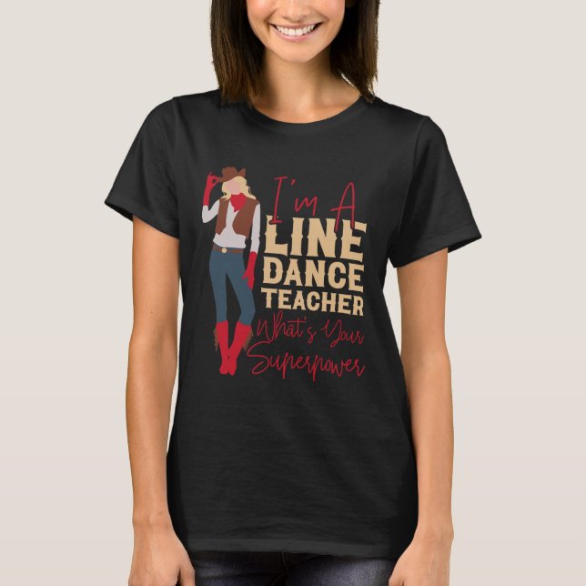 Country Line Dance Dancer Hs0 Uni-adults White Sma T-Shirt (Front)