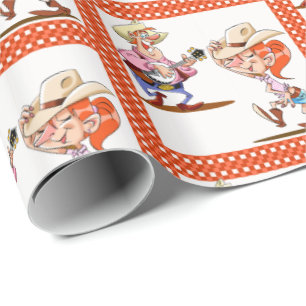 Country Line Dancer And Banjo Player Wrapping Paper