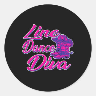 Country Line Dancer Diva Women Gift Line Dancing  Classic Round Sticker