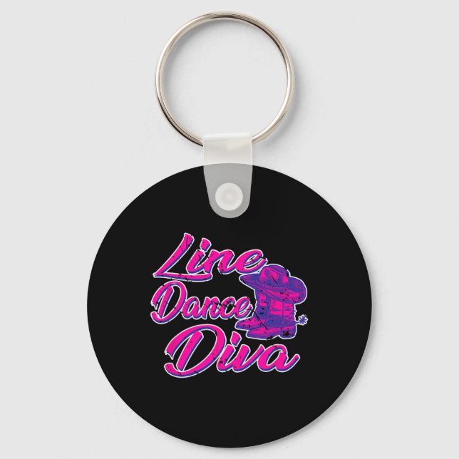 Country Line Dancer Diva Women Gift Line Dancing  Key Ring (Front)