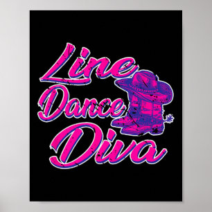 Country Line Dancer Diva Women Gift Line Dancing Poster
