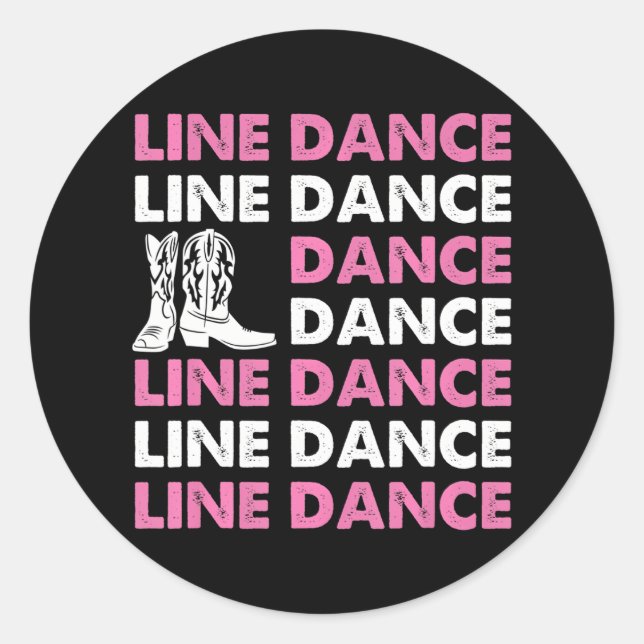 Country Line Dancing Western Dancer Cowboy Boots Classic Round Sticker (Front)