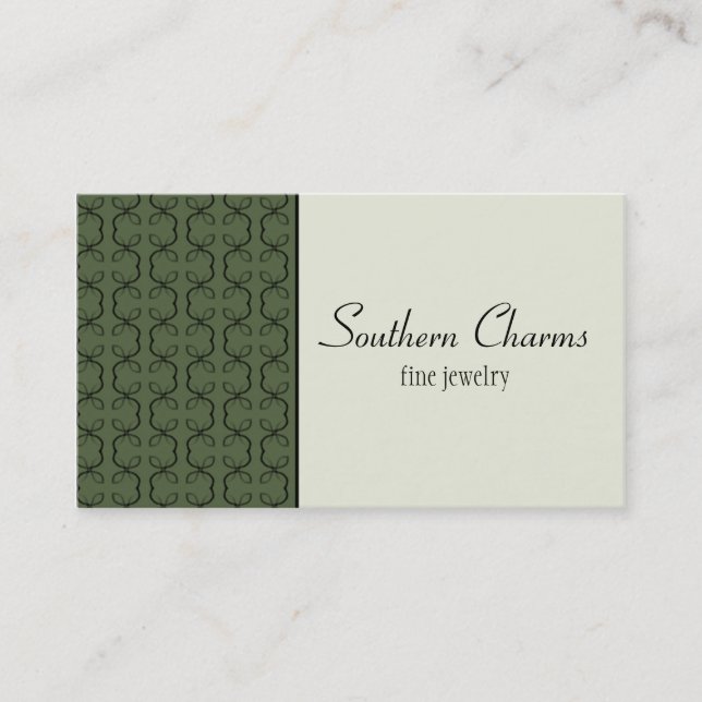 Country Lines Business Card, Clover Green Business Card (Front)