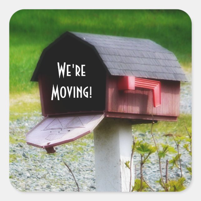 Country Mailbox - We've Moved! Square Sticker (Front)