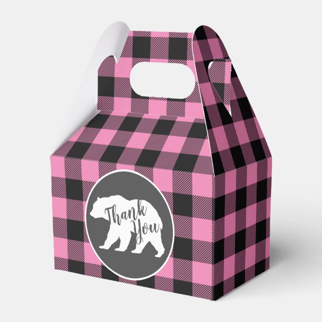 Country Mama Bear Baby Shower Girl Pink Favour Box (Front Side)
