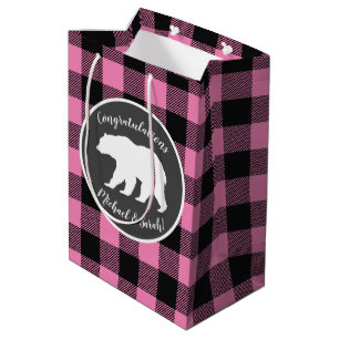 Country Mama Bear Baby Shower Girl Pink Medium Gift Bag