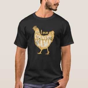Country Mama Love Cute Chicken Farm Distressed Des T-Shirt