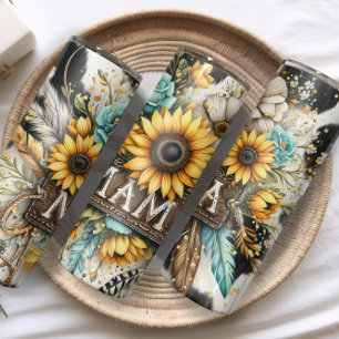 country Mama Sunflower cow print glitter Thermal Tumbler