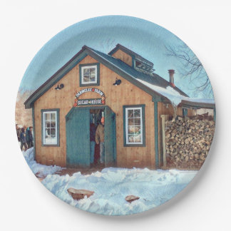 Country Maple Sugar House Paper Plate