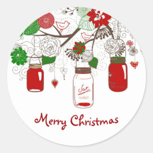 Country Mason Jar Christmas Sticker