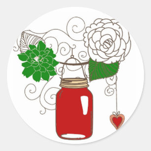 Country Mason Jar Christmas Sticker