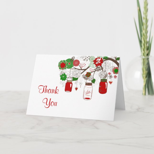 Country Mason Jar Christmas Wedding Thank You (Front)