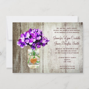 Country Mason Jar Hydrangea Wedding Invitations