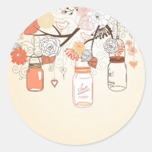 Country Mason Jar Sticker Orange