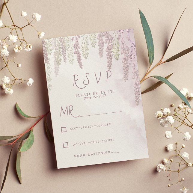 Country mauve pink mint green floral RSVP  Invitation (Country mauve pink mint green floral RSVP)