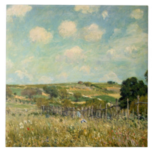 Country Meadow Landscape (by Alfred Sisley) Tile