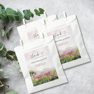 Country Meadow Watercolor Dusty Rose Thank You Favour Bags