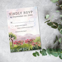 Country Meadow Watercolor Dusty Rose Vertical