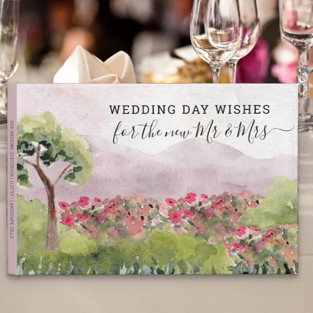 Country Meadow Watercolor Wedding Day Wishes Guest Book (Wedding Day guest book from the Country Meadow collection)