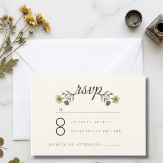Country Meadow Wildflower Wedding RSVP Card