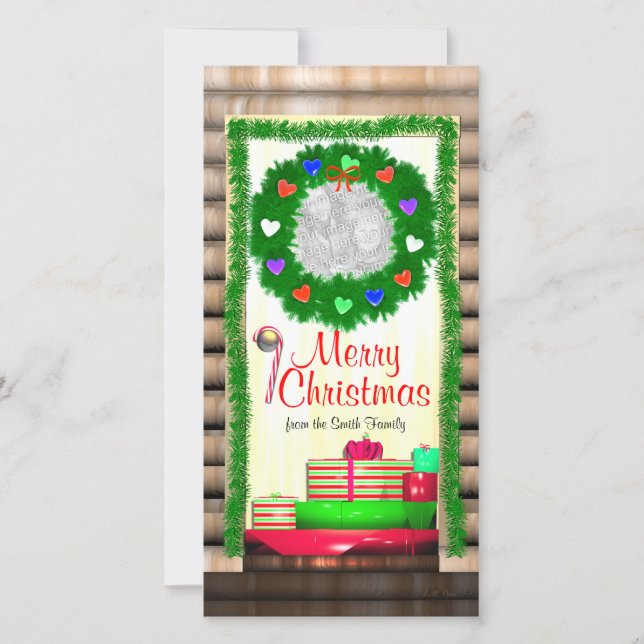 Country Merry Christmas Door Holiday Card (Front)