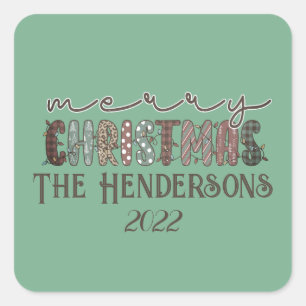 Country Merry Christmas Square Sticker