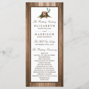 Country Monogram Tree & Wood Wedding Program Programme