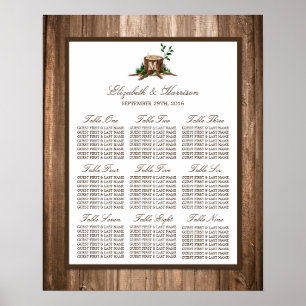 Country Monogram Tree & Wood Wedding Seating Chart