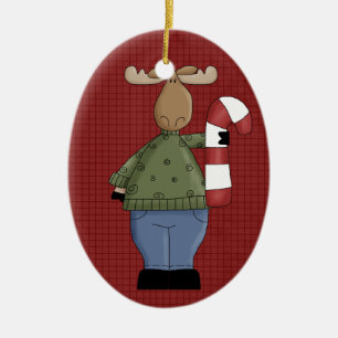 Country Moose Ceramic Christmas Ornament