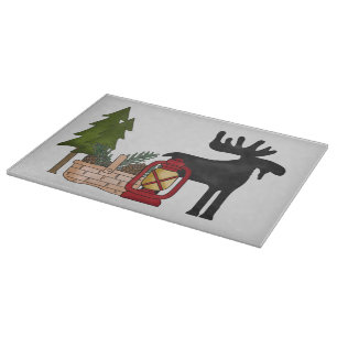 Country Moose glass cutting board
