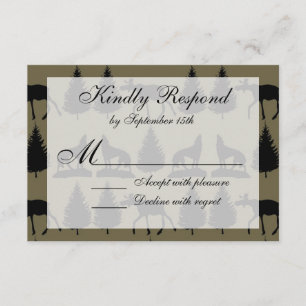Country Moose Wolves Wildlife Wedding RSVP Cards