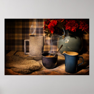 Country Morning Coffee Poster