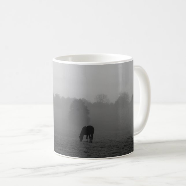 Country Morning Grayscale Coffee Mug (Front Right)